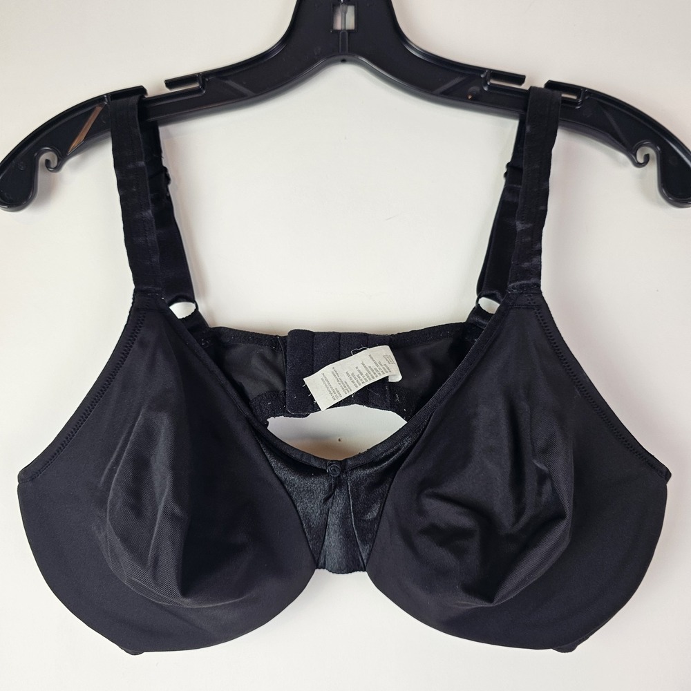 OLGA Signature Support Size 40C Black Satin Minimizer Underwire Bra Style 050060